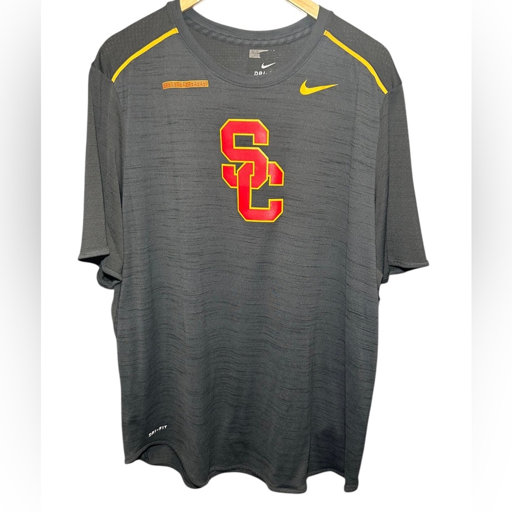 Nike USC Trojans Shirt Mens  Gray NCAA Dri-Fit Team Issued Size XXL